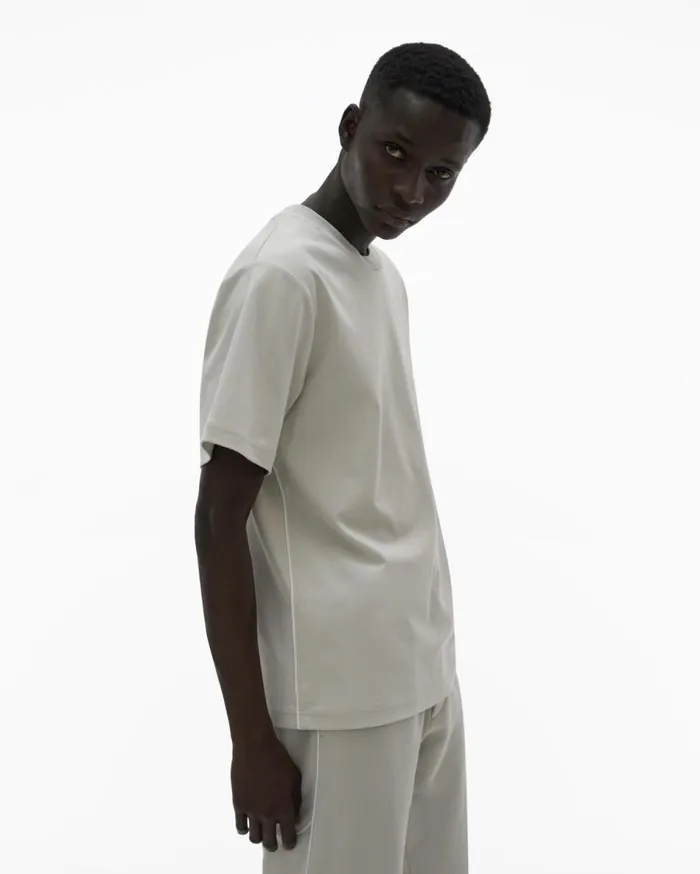 TShirts Men Helmut Lang Piped Logo Tee Smoke
