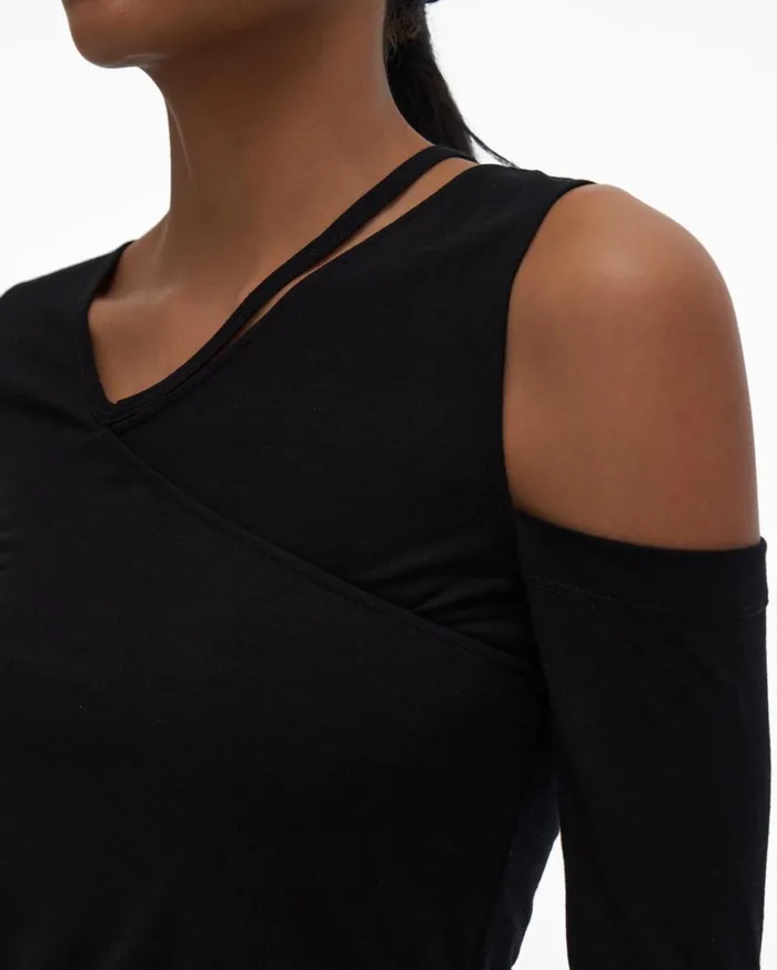 Tops Women Helmut Lang Asymmetrical Top Basalt Black