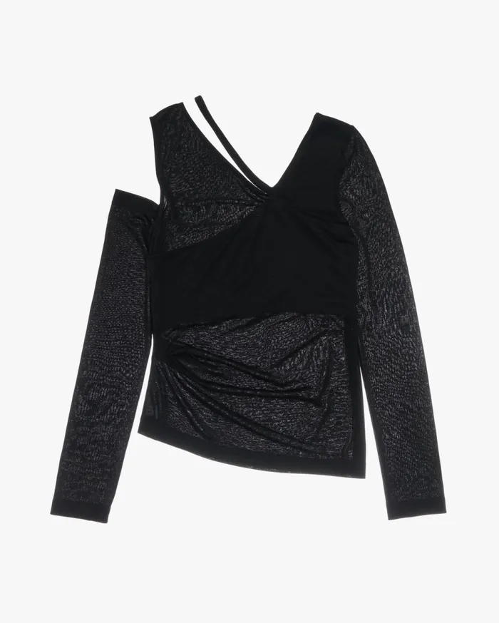Tops Women Helmut Lang Asymmetrical Top Basalt Black