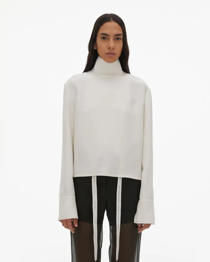 Tops Women Helmut Lang Cady High Neck Top Ivory