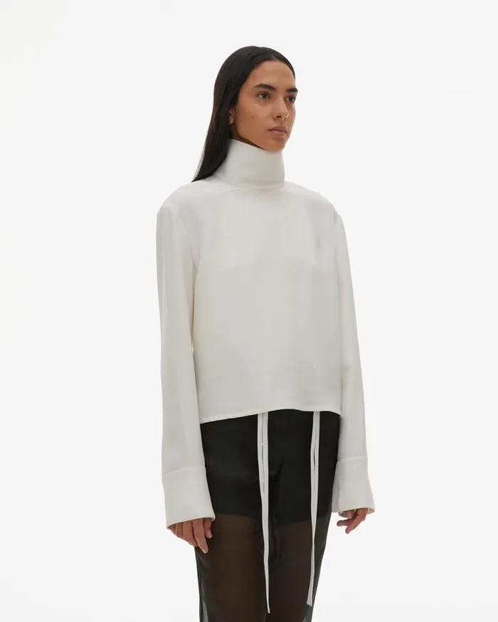 Tops Women Helmut Lang Cady High Neck Top Ivory