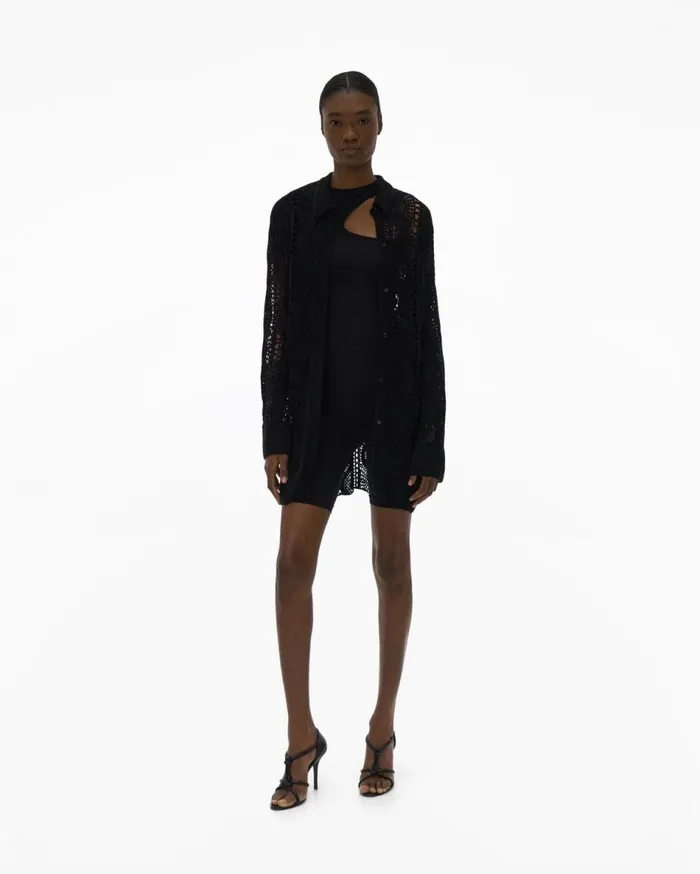 Tops Women Helmut Lang Crochet Shirt Black