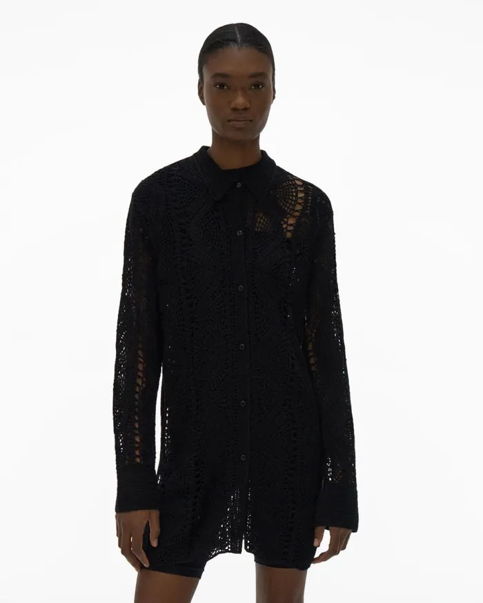 Tops Women Helmut Lang Crochet Shirt Black