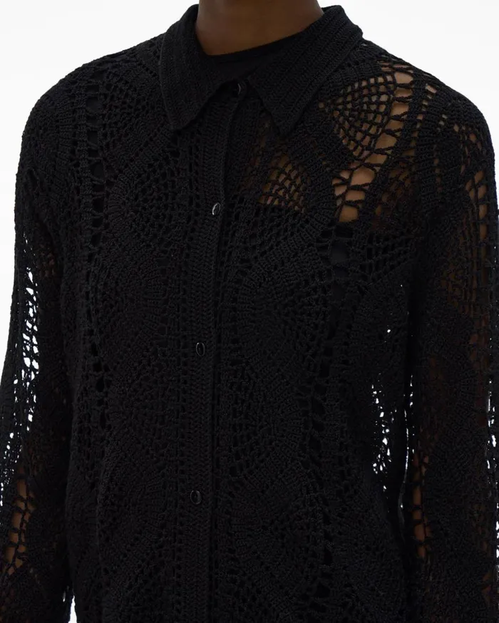 Tops Women Helmut Lang Crochet Shirt Black