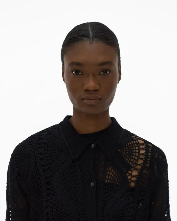 Tops Women Helmut Lang Crochet Shirt Black