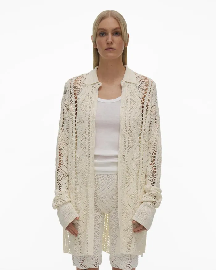 Tops Women Helmut Lang Crochet Shirt Plaster