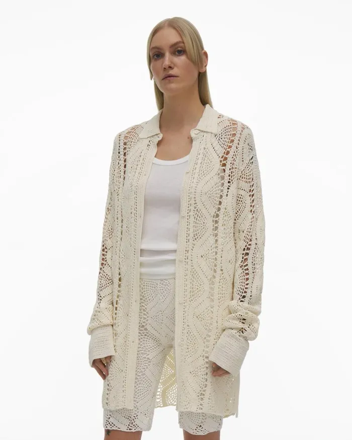 Tops Women Helmut Lang Crochet Shirt Plaster