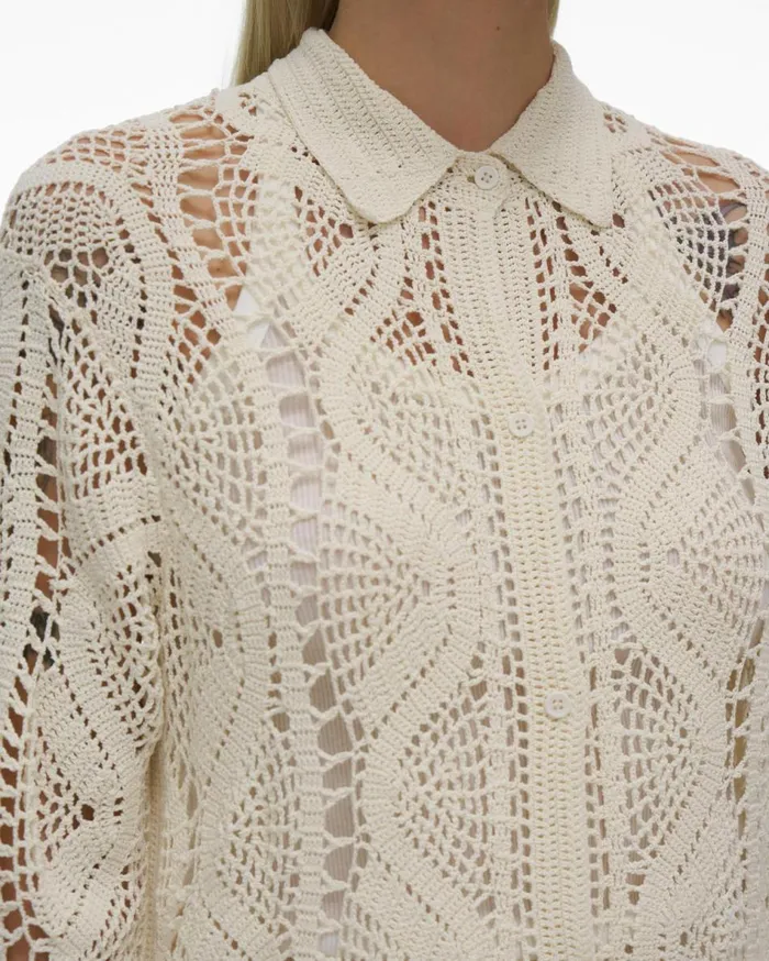 Tops Women Helmut Lang Crochet Shirt Plaster