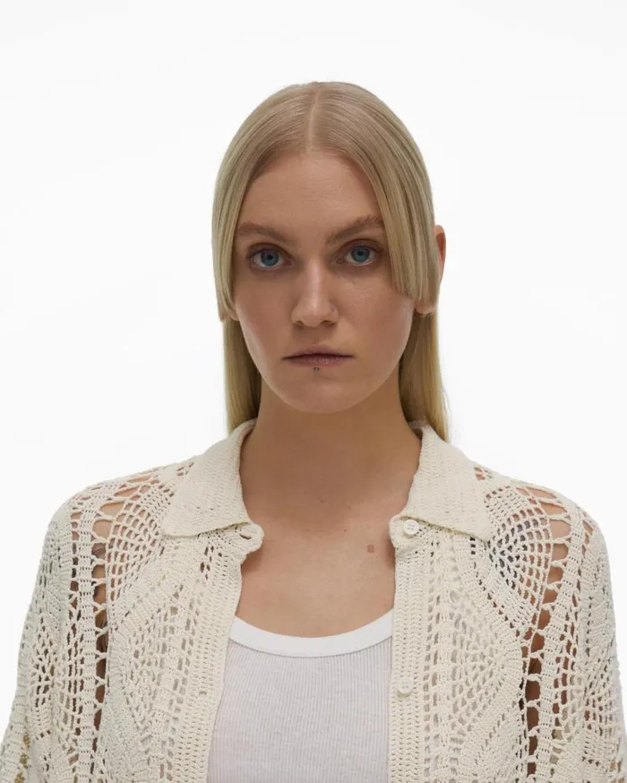 Tops Women Helmut Lang Crochet Shirt Plaster