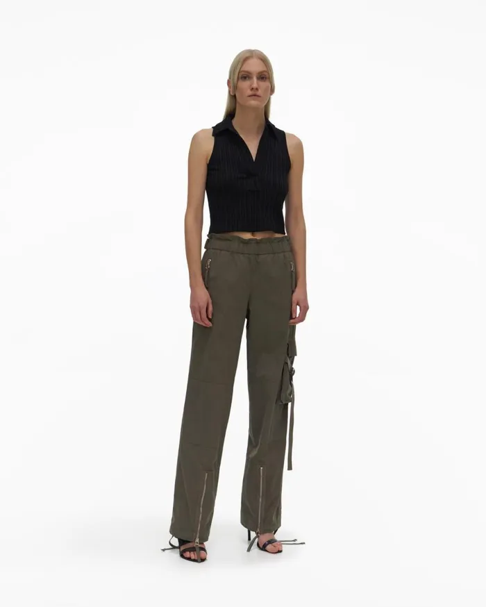 Tops Women Helmut Lang Cropped Polo Black