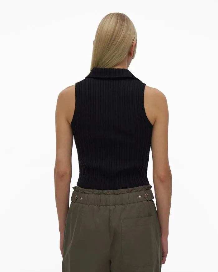 Tops Women Helmut Lang Cropped Polo Black