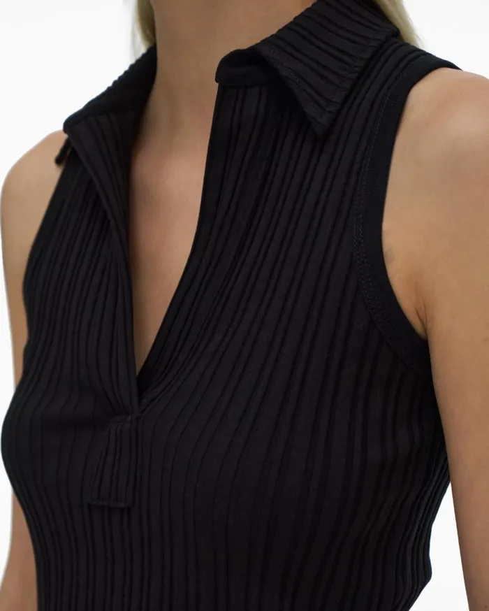 Tops Women Helmut Lang Cropped Polo Black