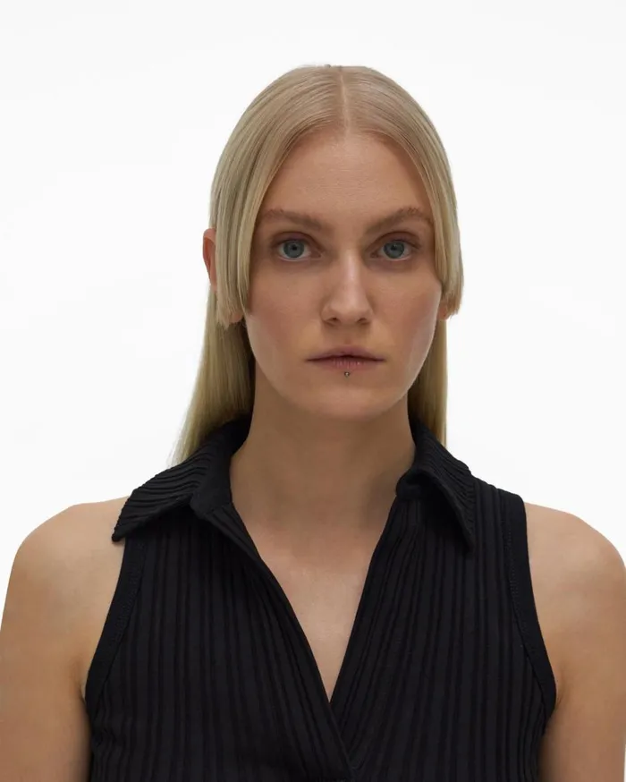 Tops Women Helmut Lang Cropped Polo Black