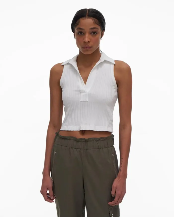 Tops Women Helmut Lang Cropped Polo White
