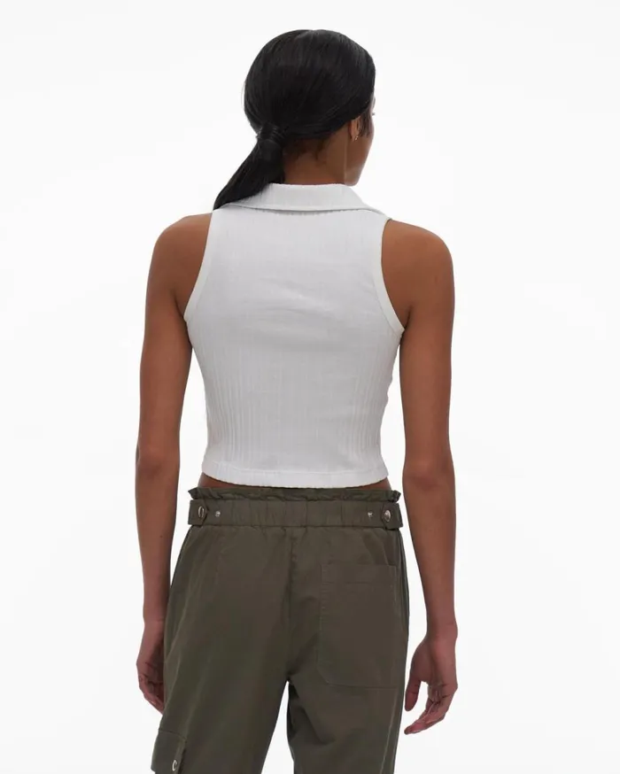 Tops Women Helmut Lang Cropped Polo White