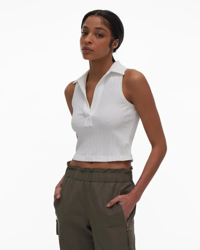 Tops Women Helmut Lang Cropped Polo White
