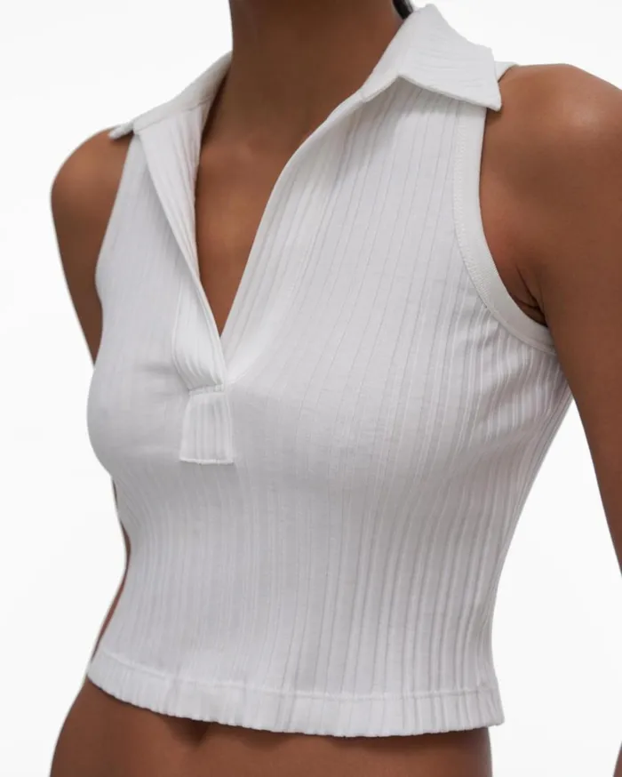 Tops Women Helmut Lang Cropped Polo White