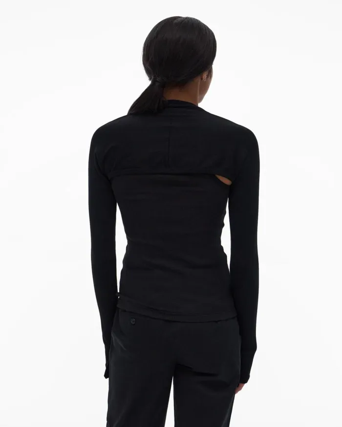 Tops Women Helmut Lang Double Rib Tee Set Basalt Black