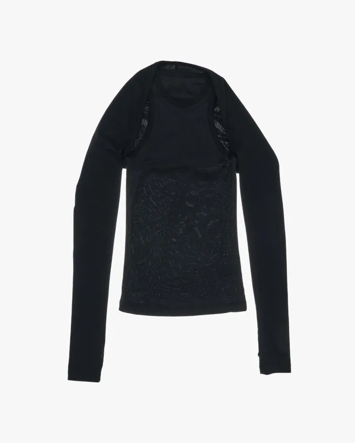 Tops Women Helmut Lang Double Rib Tee Set Basalt Black