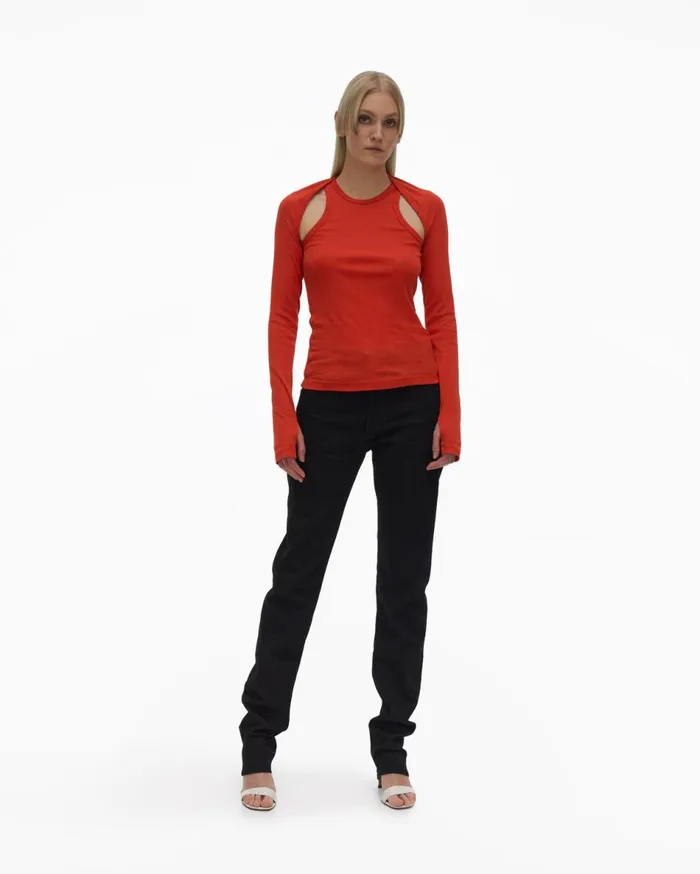 Tops Women Helmut Lang Double Rib Tee Set Flame