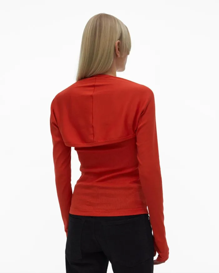 Tops Women Helmut Lang Double Rib Tee Set Flame