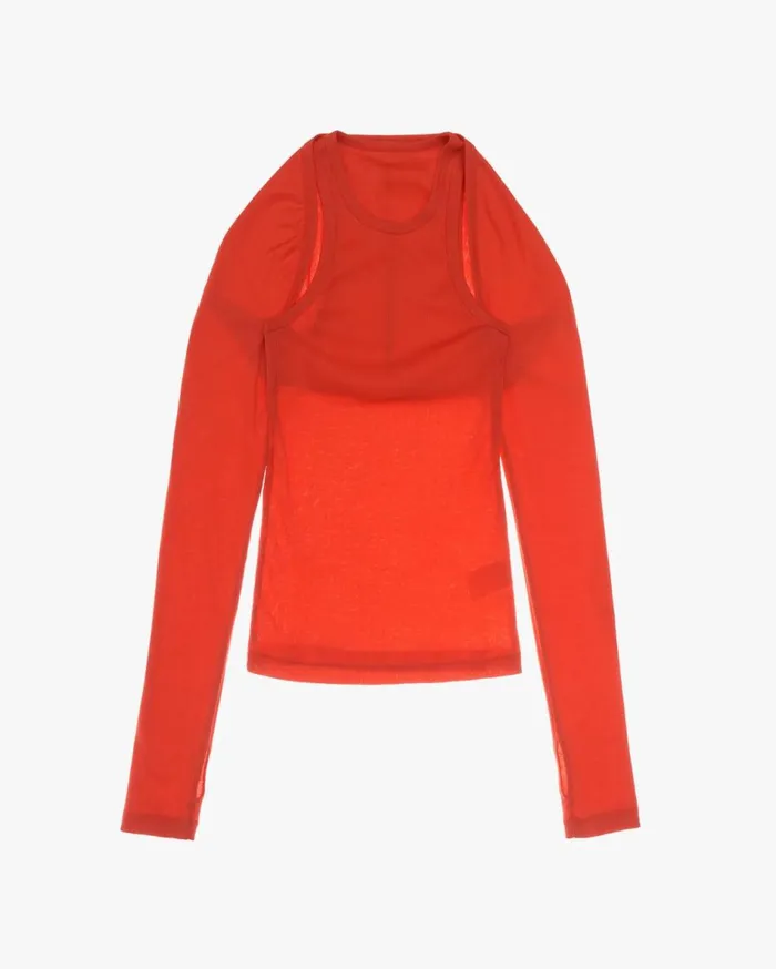 Tops Women Helmut Lang Double Rib Tee Set Flame