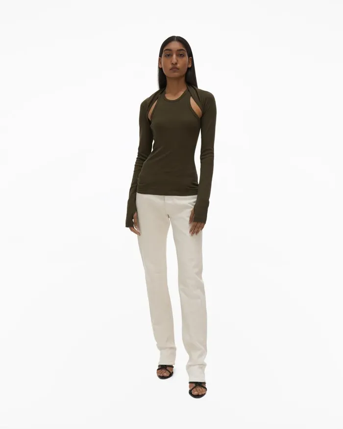 Tops Women Helmut Lang Double Rib Tee Set Light Sage
