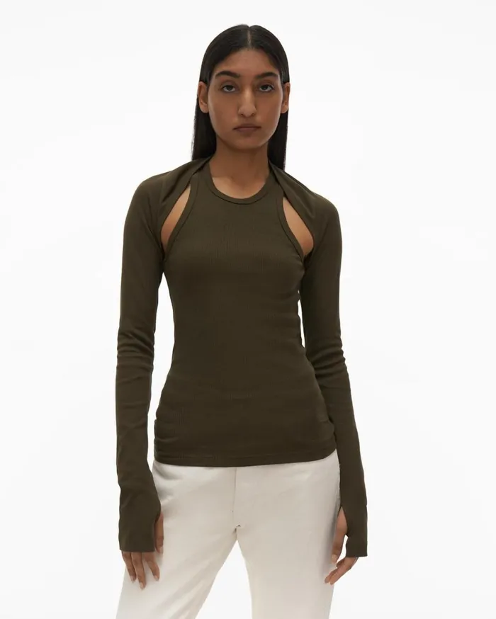 Tops Women Helmut Lang Double Rib Tee Set Light Sage