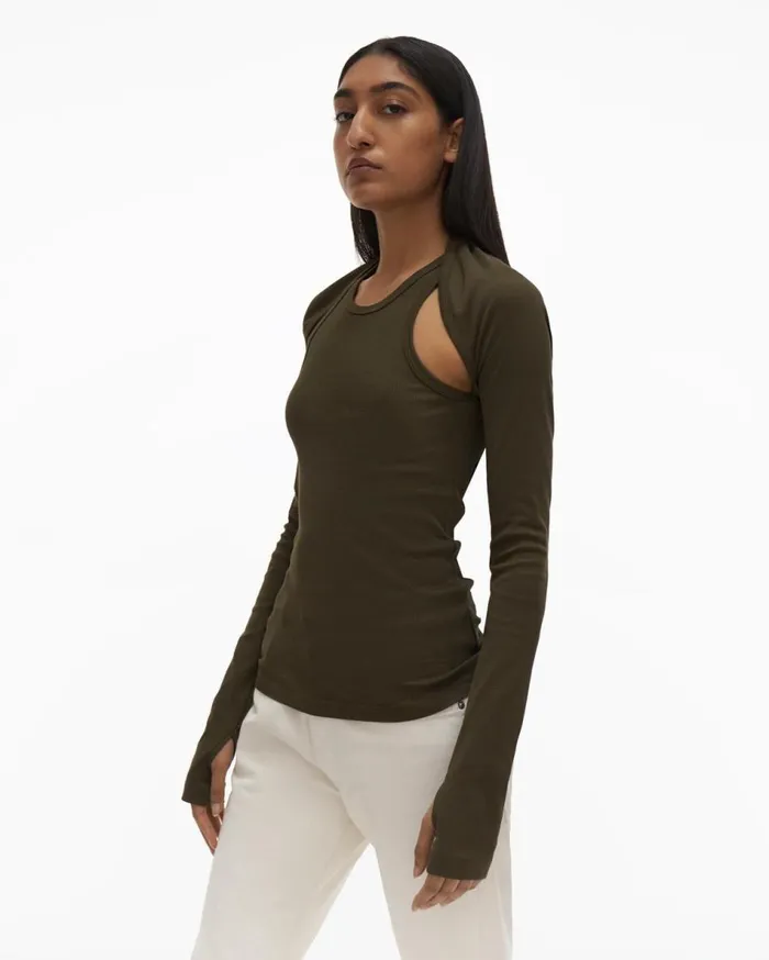 Tops Women Helmut Lang Double Rib Tee Set Light Sage