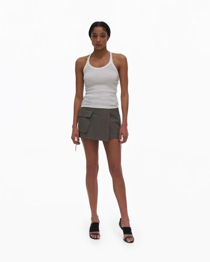 Tops Women Helmut Lang Drawstring Tank Chalk White