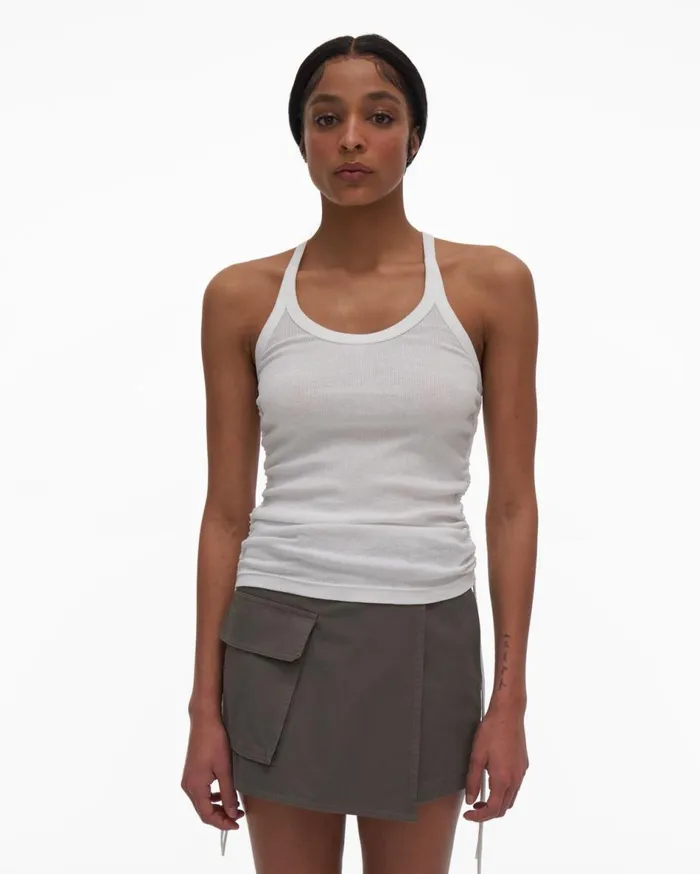 Tops Women Helmut Lang Drawstring Tank Chalk White
