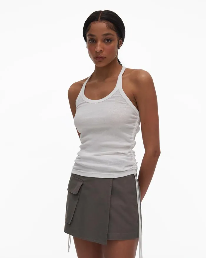 Tops Women Helmut Lang Drawstring Tank Chalk White