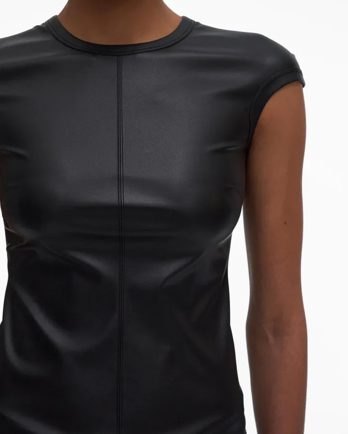 Tops Women Helmut Lang Faux Leather Top Black