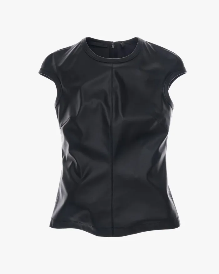 Tops Women Helmut Lang Faux Leather Top Black
