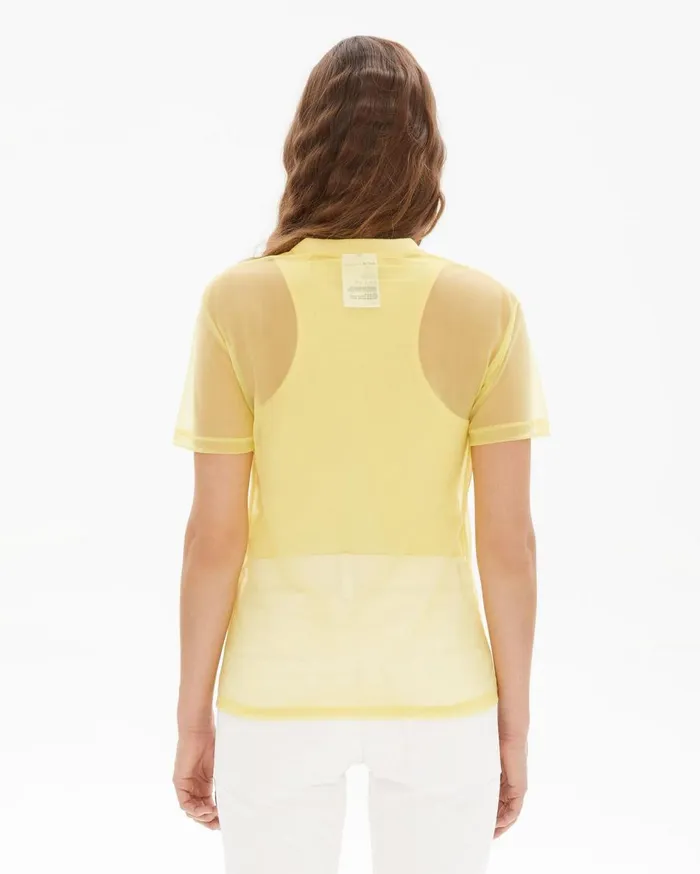 Tops Women Helmut Lang Femme Nylon Little Tee Citric Yellow