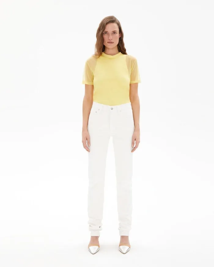 Tops Women Helmut Lang Femme Nylon Little Tee Citric Yellow