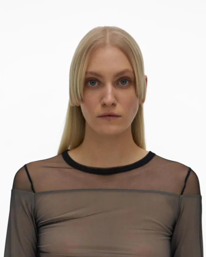 Tops Women Helmut Lang Layered Tulle Top Black