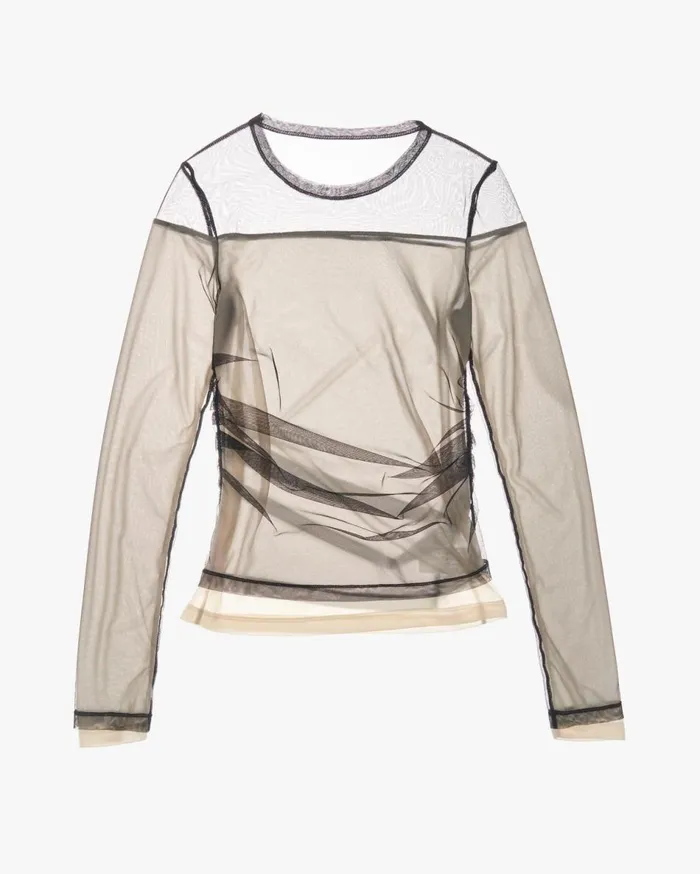 Tops Women Helmut Lang Layered Tulle Top Black