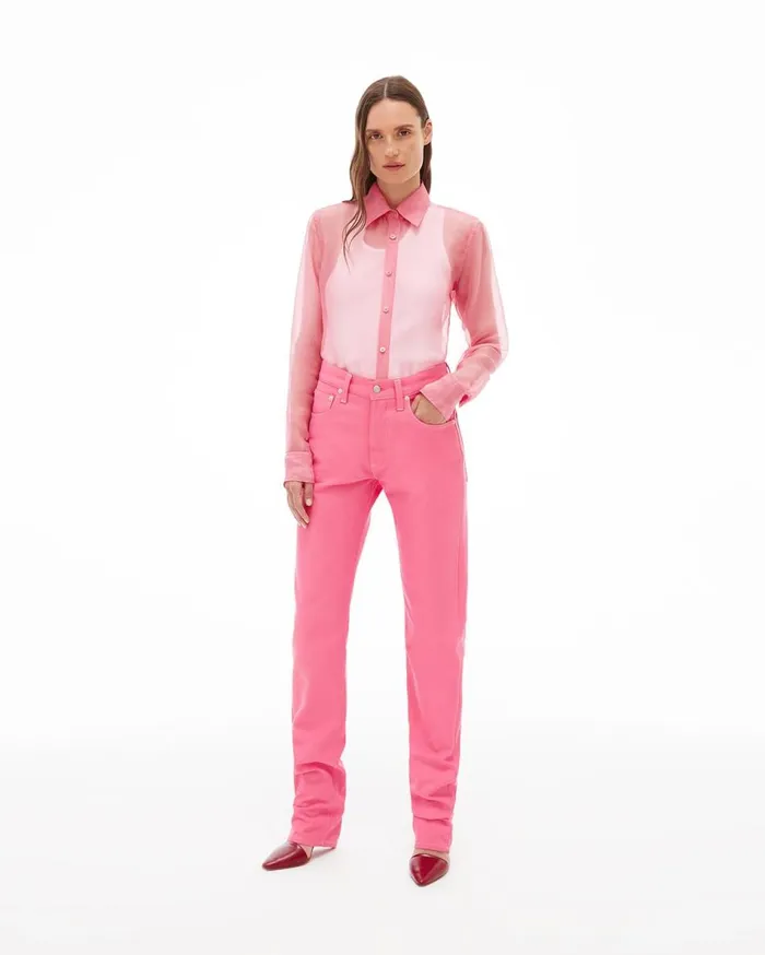 Tops Women Helmut Lang Organza Shirt Pink