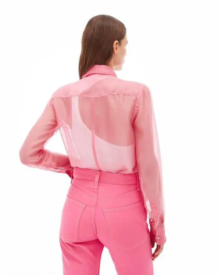 Tops Women Helmut Lang Organza Shirt Pink