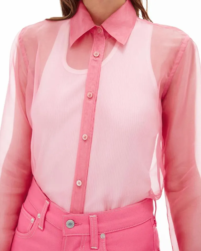 Tops Women Helmut Lang Organza Shirt Pink
