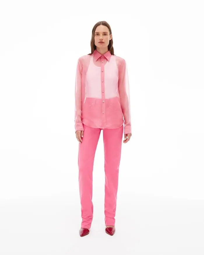 Tops Women Helmut Lang Organza Shirt Pink