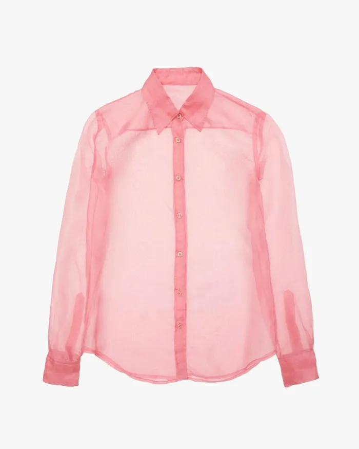 Tops Women Helmut Lang Organza Shirt Pink