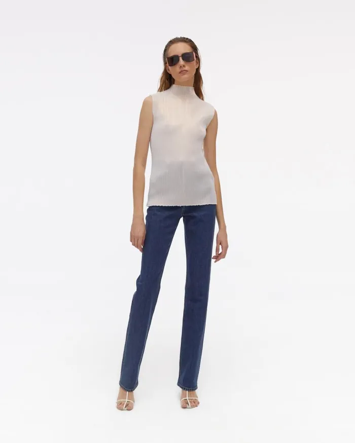 Tops Women Helmut Lang Pleated Pearl Lurex Top Pearl