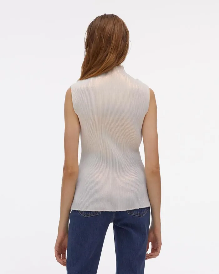 Tops Women Helmut Lang Pleated Pearl Lurex Top Pearl