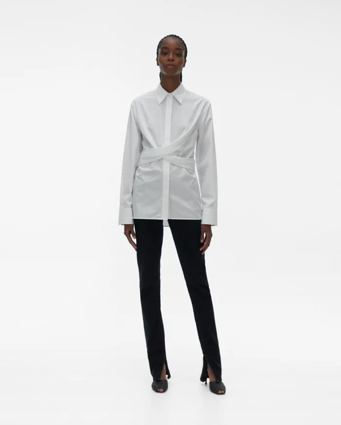 Tops Women Helmut Lang Poplin Wrap Shirt White