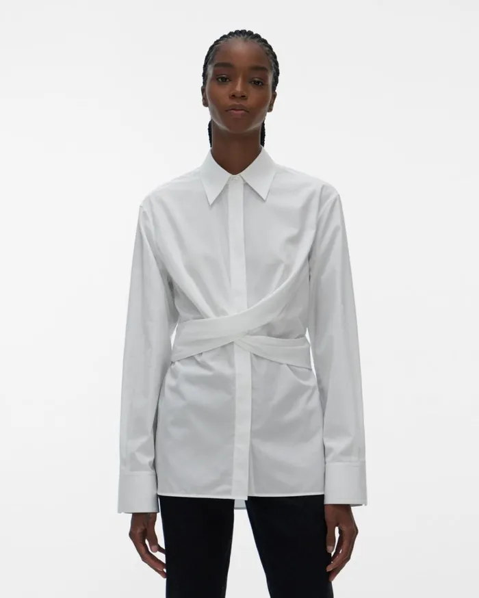 Tops Women Helmut Lang Poplin Wrap Shirt White