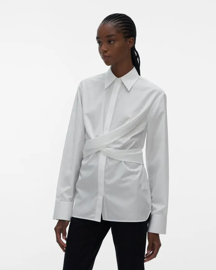 Tops Women Helmut Lang Poplin Wrap Shirt White