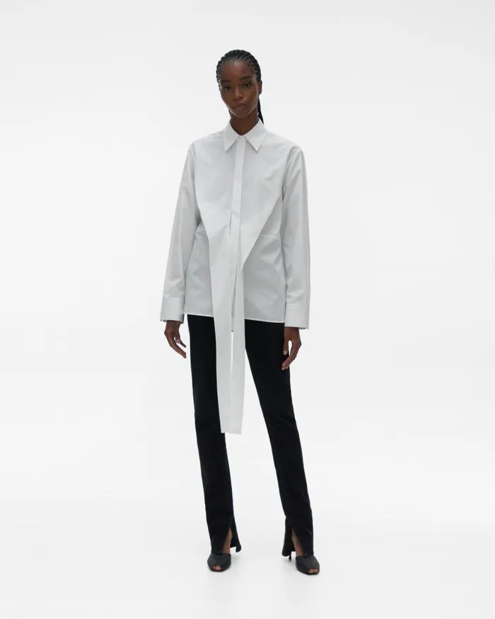 Tops Women Helmut Lang Poplin Wrap Shirt White