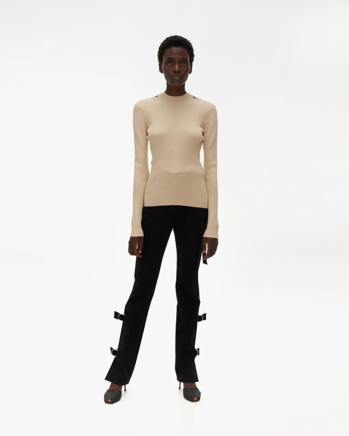 Tops Women Helmut Lang Ring Mockneck Muslin